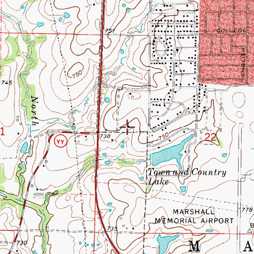Topographic Map of Calvary Baptist School, MO