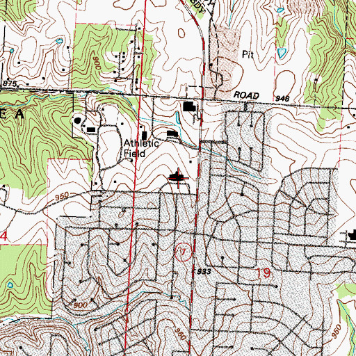 Topographic Map of James Lewis Elementary School, MO