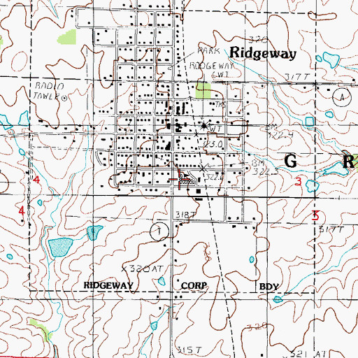 Topographic Map of Ridgeway Elementary School, MO