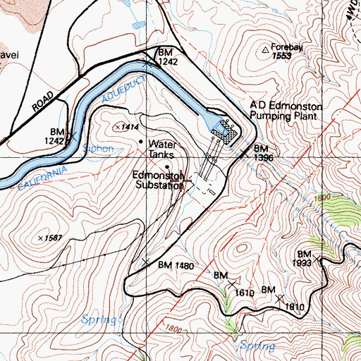 Topographic Map of Edmonston Substation, CA