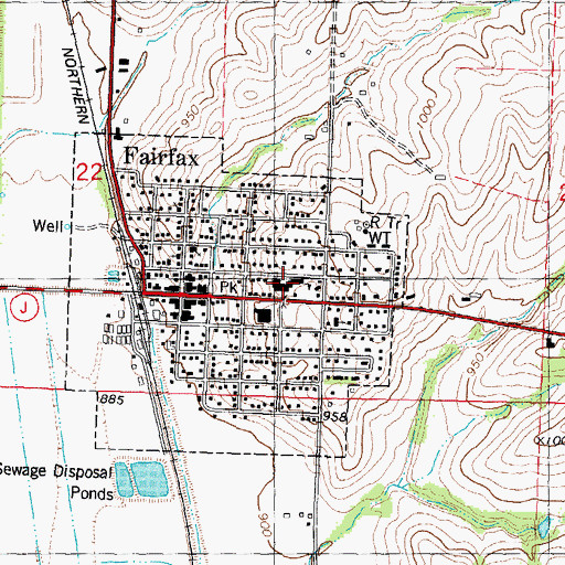 Topographic Map of Fairfax High School, MO
