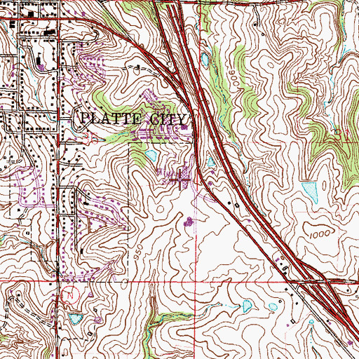 Topographic Map of Platte County High School, MO