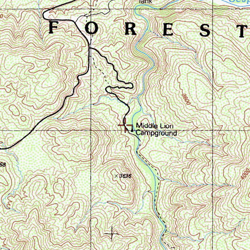 Topographic Map of Middle Lion Campground, CA