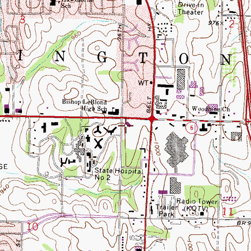 Topographic Map of Building Bridges School, MO