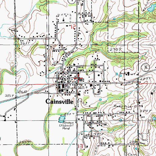 Topographic Map of Cainsville High School, MO