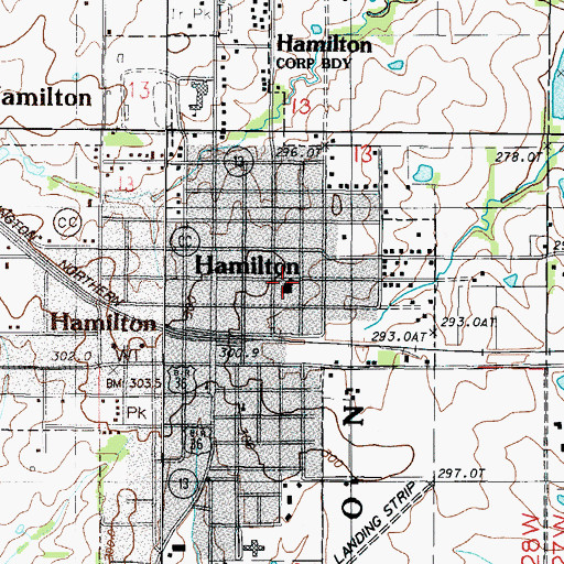 Topographic Map of Hamilton Accelerated Elementary School, MO