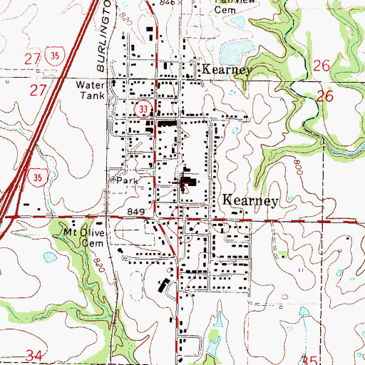 Topographic Map of Kearney Junior High School, MO