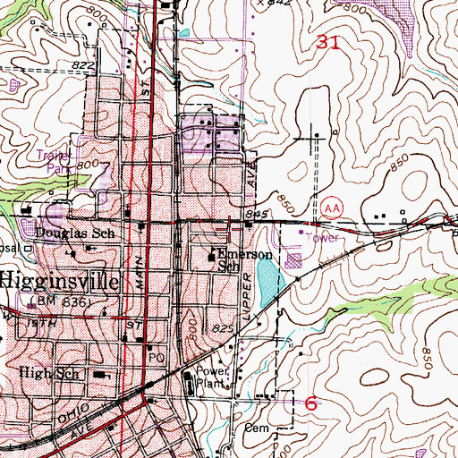 Topographic Map of Immanuel Lutheran School, MO