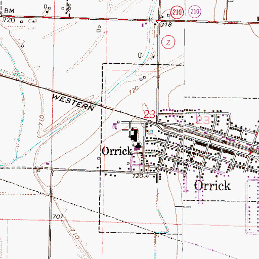 Topographic Map of Orrick High School, MO