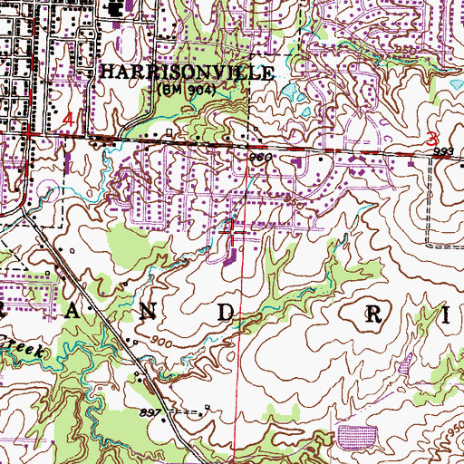 Topographic Map of Briarwood School for the Severely Handicapped, MO