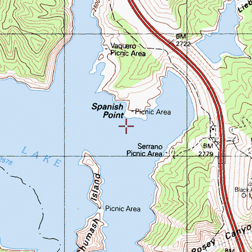 Topographic Map of Spanish Point, CA