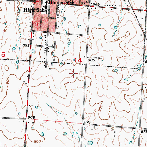 Topographic Map of Holden Middle School, MO