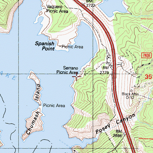 Topographic Map of Serrano Picnic Area, CA