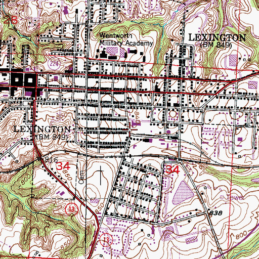 Topographic Map of Leslie Bell Elementary School, MO