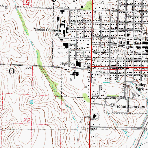 Topographic Map of Tarkio Elementary School, MO