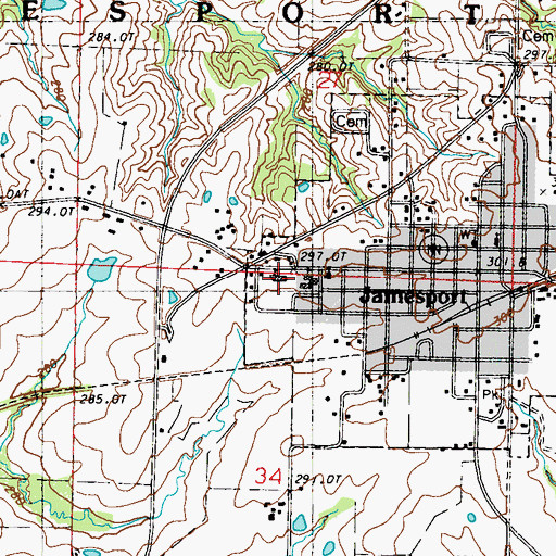 Topographic Map of Tri - County Elementary School, MO