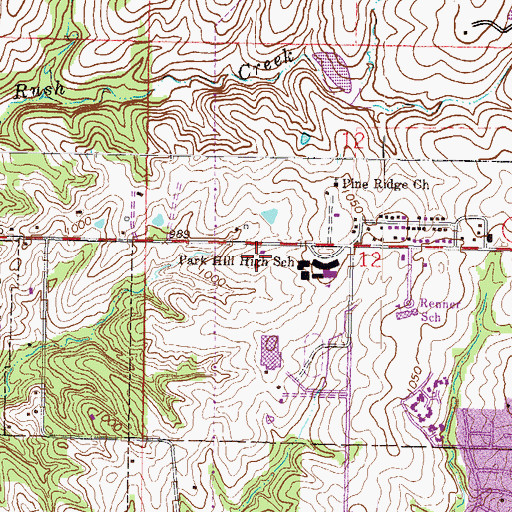 Topographic Map of Park Hill Day School, MO