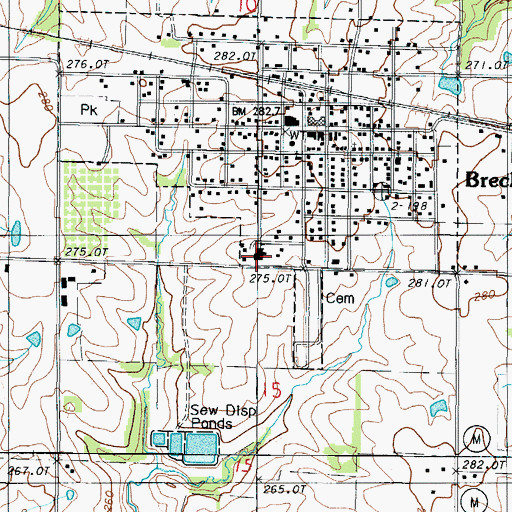 Topographic Map of Breckenridge Elementary School, MO