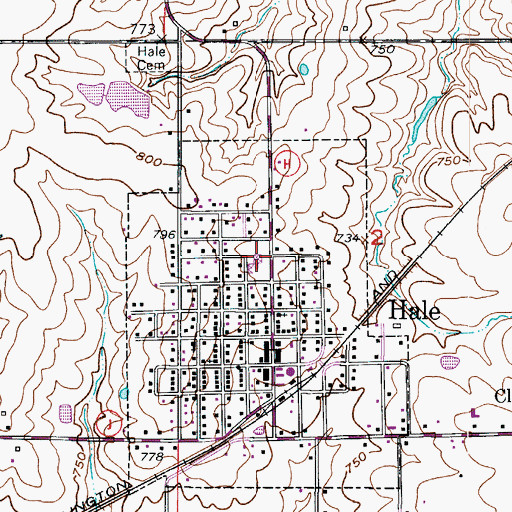 Topographic Map of Hale Elementary School, MO