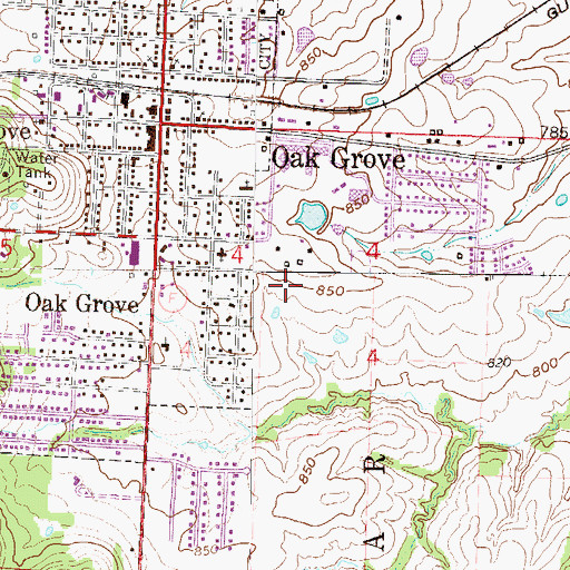 Topographic Map of Oak Grove Primary School, MO