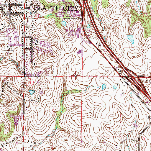 Topographic Map of Platte City Middle School, MO