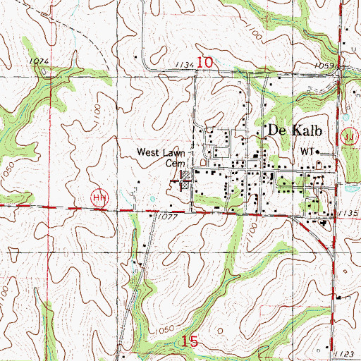 Topographic Map of Dekalb Junior Senior High School, MO