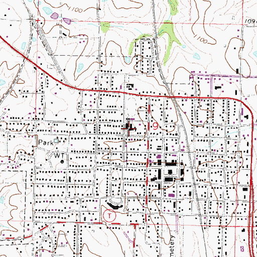 Topographic Map of Savannah Middle School, MO