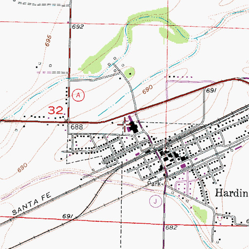 Topographic Map of Hardin - Central Elementary School, MO