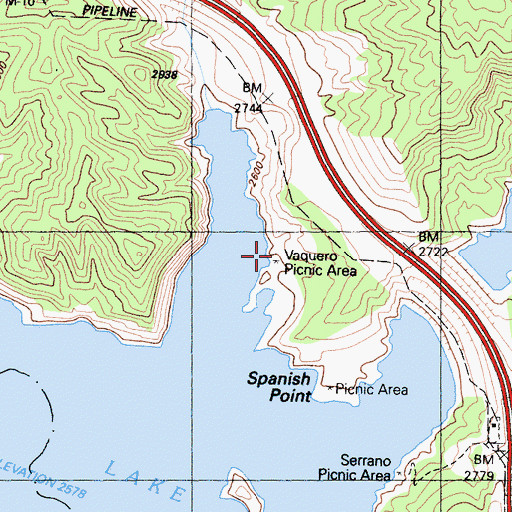 Topographic Map of Vaquero Picnic Area, CA