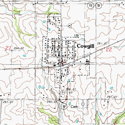 Topographic Map of Cowgill Elementary School, MO