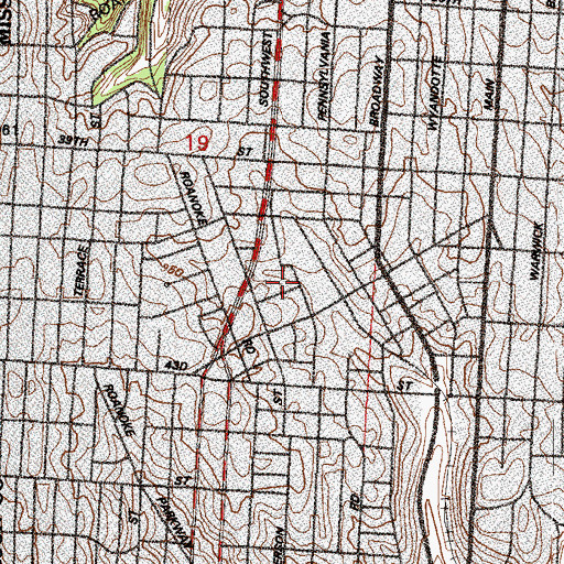 Topographic Map of Edison Educational Village School, MO