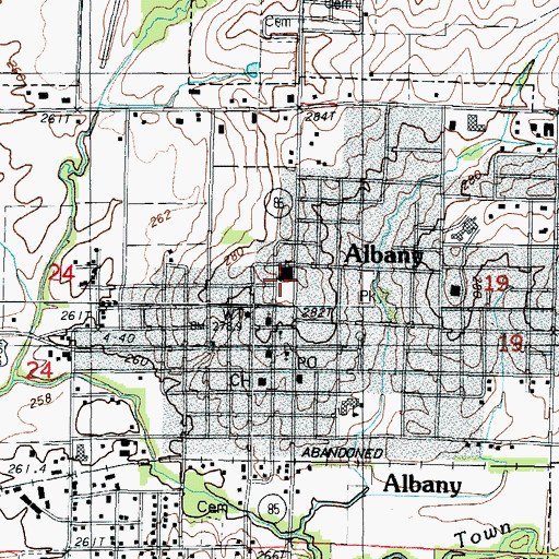 Topographic Map of Albany Middle School, MO