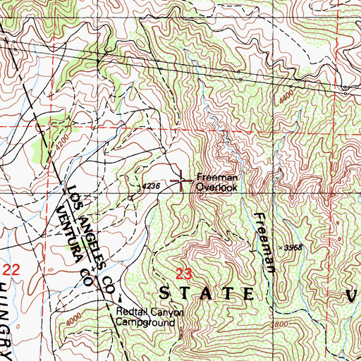 Topographic Map of Freeman Overlook, CA