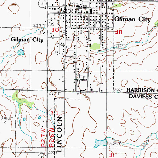 Topographic Map of Gilman City Elementary School, MO