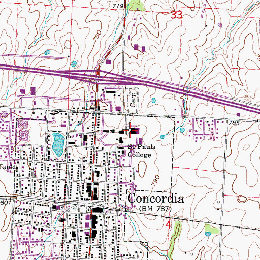 Topographic Map of Saint Paul Lutheran High School, MO