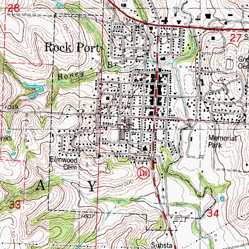 Topographic Map of Rock Port High School, MO