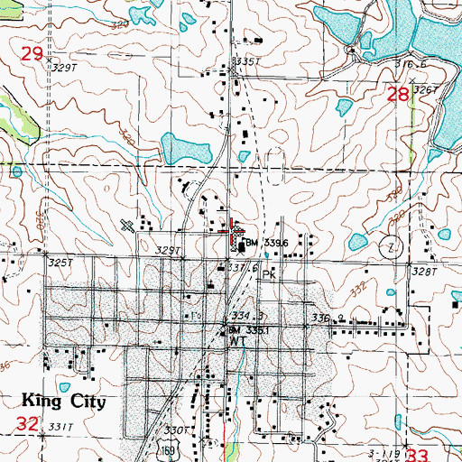 Topographic Map of King City High School, MO