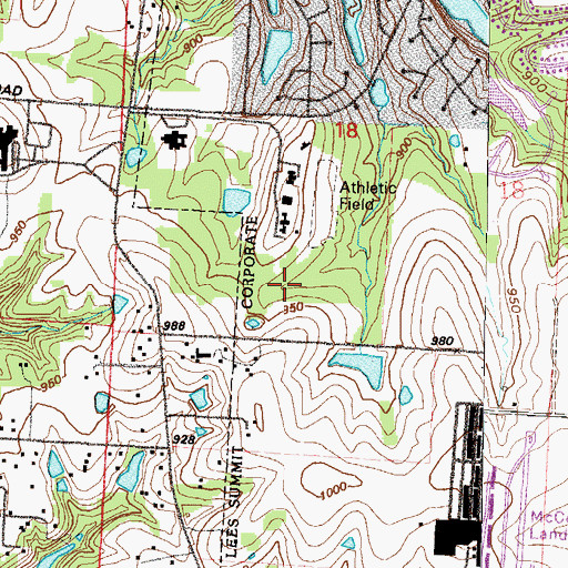 Topographic Map of Hilltop School, MO