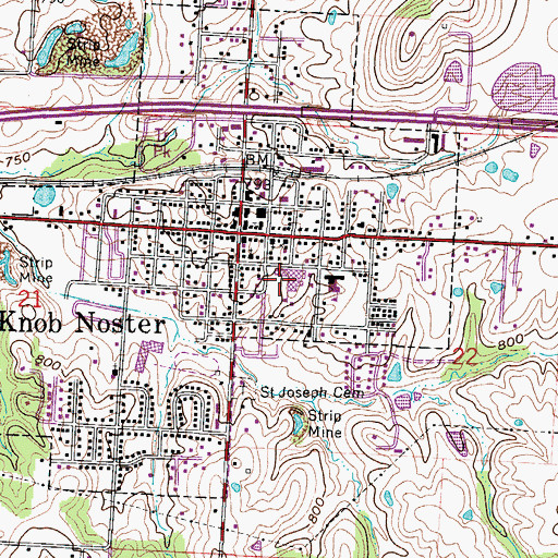 Topographic Map of Knob Noster Middle School, MO