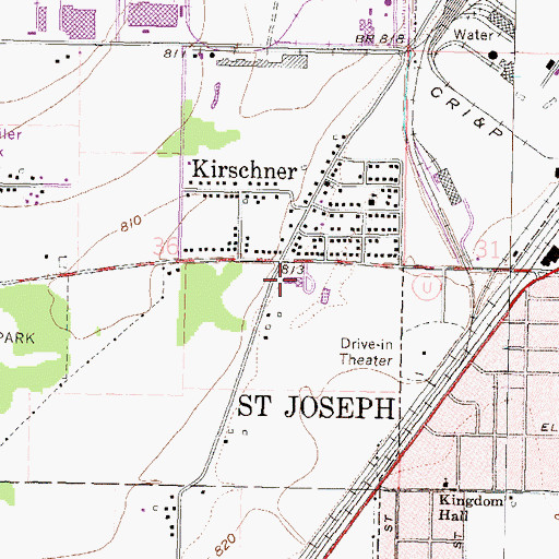 Topographic Map of Lake Contrary Elementary School, MO