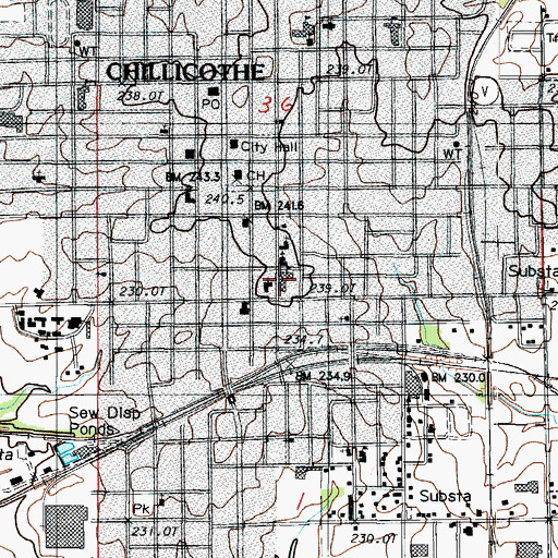 Topographic Map of Central School, MO