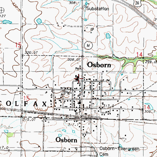 Topographic Map of Osborn Elementary School, MO