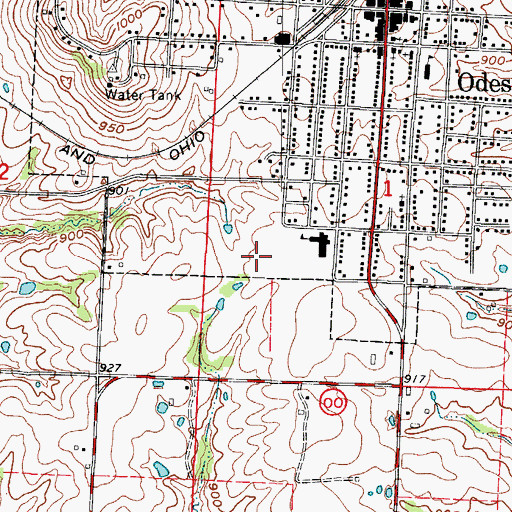 Topographic Map of Odessa Middle School, MO