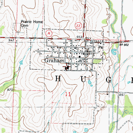 Topographic Map of Nodaway - Holt Junior Senior High School, MO