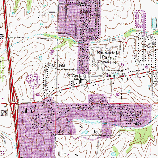 Topographic Map of Saint Paul Lutheran School, MO