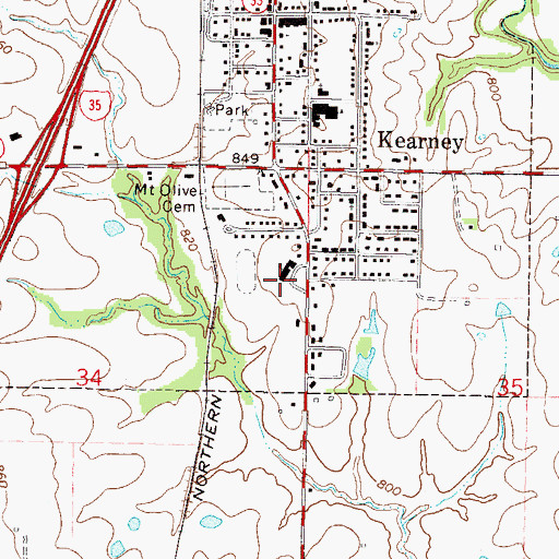 Topographic Map of Kearney Elementary School, MO