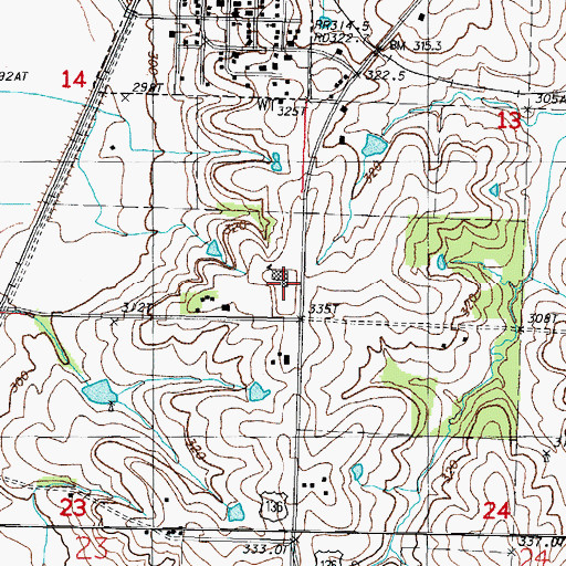 Topographic Map of Jefferson Elementary School, MO