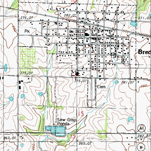 Topographic Map of Breckenridge High School, MO