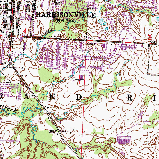 Topographic Map of McEowen Elementary School, MO