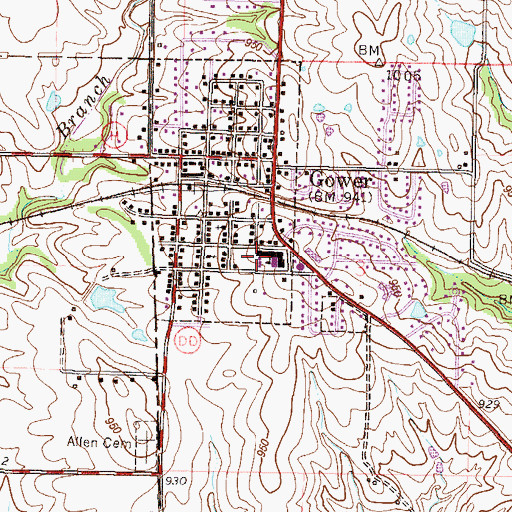 Topographic Map of East Buchanan Elementary School, MO